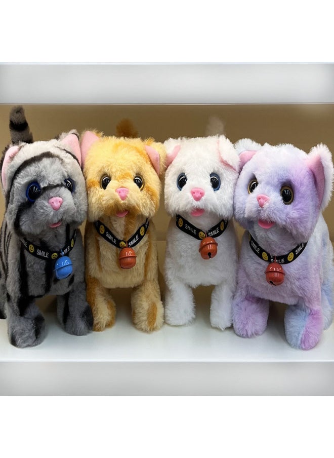 Electric Simulation Plush Cat Doll Children's Toys Stall Electronic Pet Cat Educational Toys-Color:Brown Smudged Cat  - Image 2