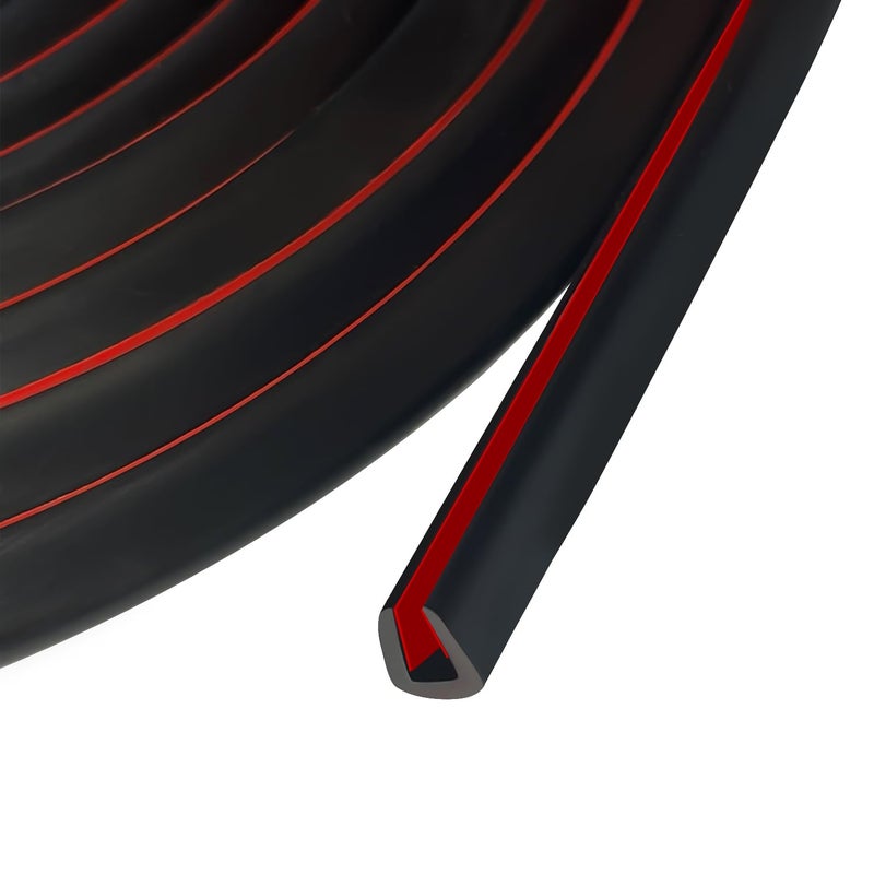 Protalwell Edge Trim, 1/8" (3mm) Rubber Edge Trim, Flexible Self Adhesive U Channel Edge Protector for Glass, Mirror, Plywood, Steel Panel Sharp Edges, U Shaped Peel and Stick Trim, Black Color, 20Ft - Image 1