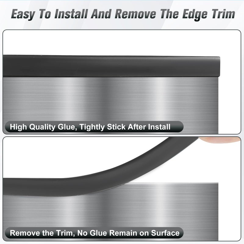 Protalwell Edge Trim, 1/8" (3mm) Rubber Edge Trim, Flexible Self Adhesive U Channel Edge Protector for Glass, Mirror, Plywood, Steel Panel Sharp Edges, U Shaped Peel and Stick Trim, Black Color, 20Ft - Image 5