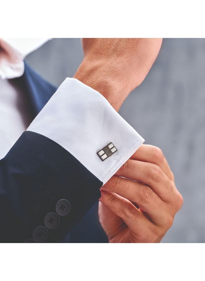 CERRUTI 1881 Trapezoid Grey and Stainless Steel Cufflinks for Men  - Image 3