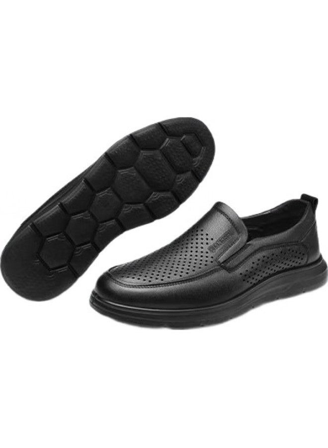 Strongman Business Hollow Breathable Cool Leather Shoes Soft Surface Soft Bottom Dad Shoes Casual Men'S Shoes Jdd351327 Black 43 - Image 2