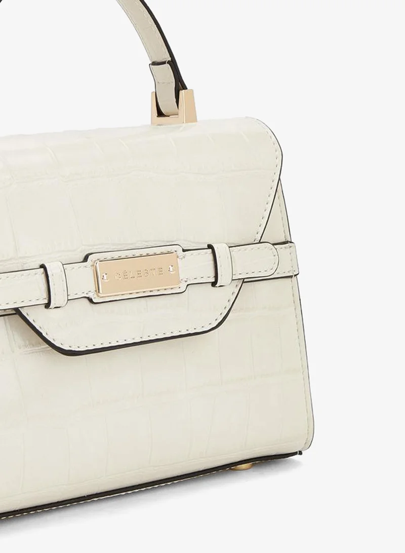 Celeste IVORY Textured Satchel Bag With Detachable Strap for Women | Best Price UAE