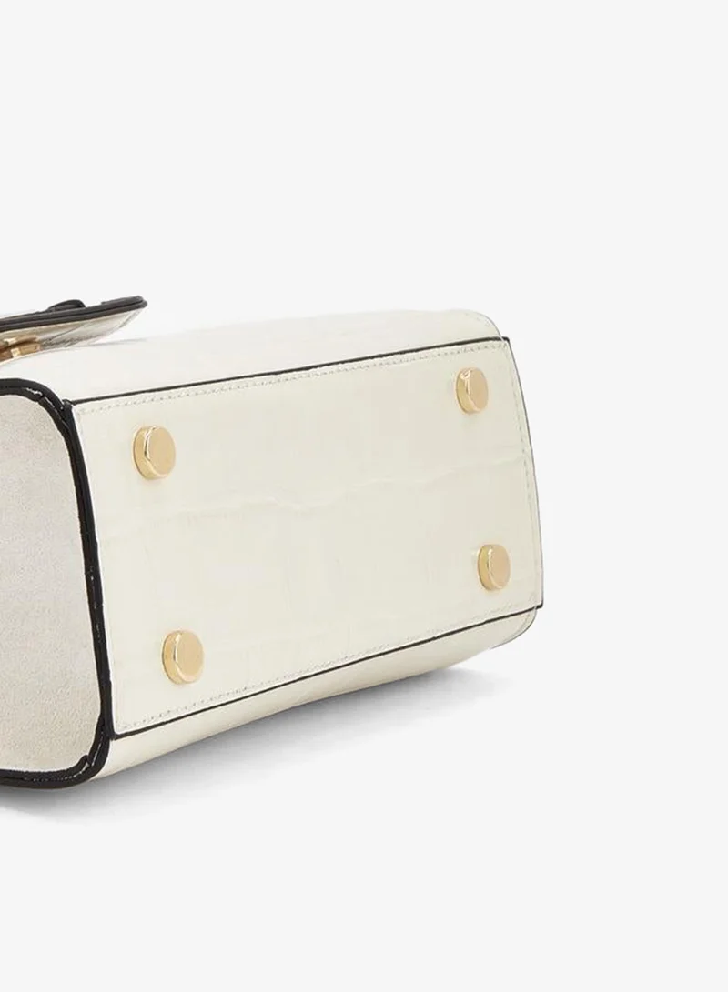 Celeste IVORY Textured Satchel Bag With Detachable Strap for Women | Best Price UAE