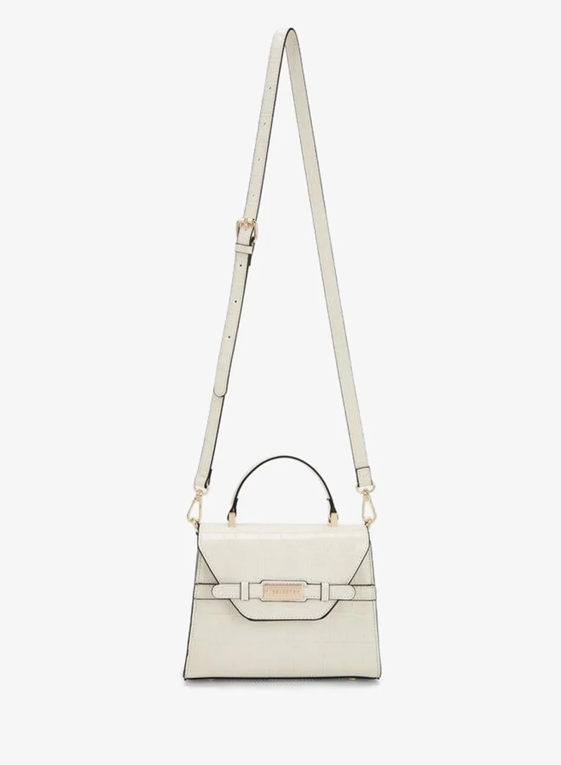Celeste IVORY Textured Satchel Bag With Detachable Strap for Women | Best Price UAE