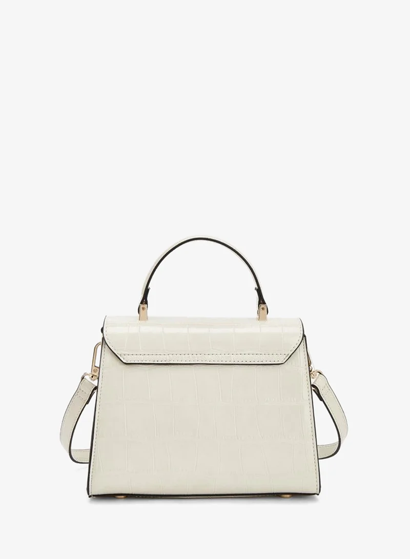 Celeste IVORY Textured Satchel Bag With Detachable Strap for Women | Best Price UAE