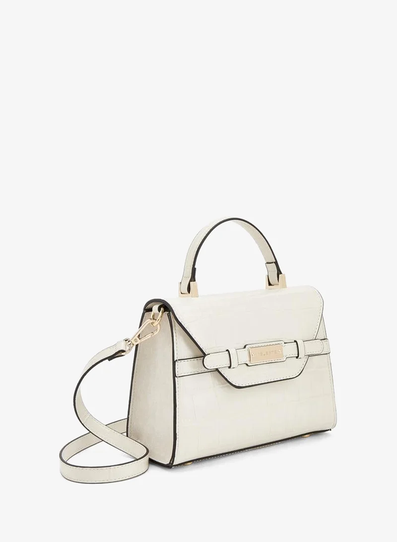 Celeste IVORY Textured Satchel Bag With Detachable Strap for Women | Best Price UAE