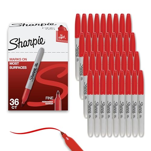 Sharpie Permanent Markers, Fine Point, Red, 36-Pack (1920937) - Image 1
