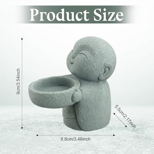 Landical Buddha Sandstone Statues Zen Monk Praying Statue Sculptures Ornament for Wealth Good Luck Feng Shui Decor Home Office Car DecorationJizo Monk - Image 3