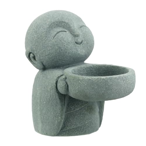 Landical Buddha Sandstone Statues Zen Monk Praying Statue Sculptures Ornament for Wealth Good Luck Feng Shui Decor Home Office Car DecorationJizo Monk - Image 1