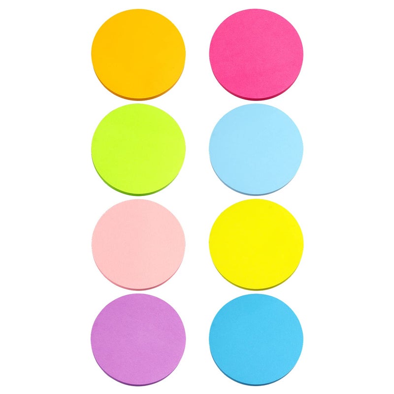 SIMONA Round Sticky Notes 8 Color Bright Colorful Sticky Pad 75 Sheets/Pad Self-Sticky Note Pads - Image 3