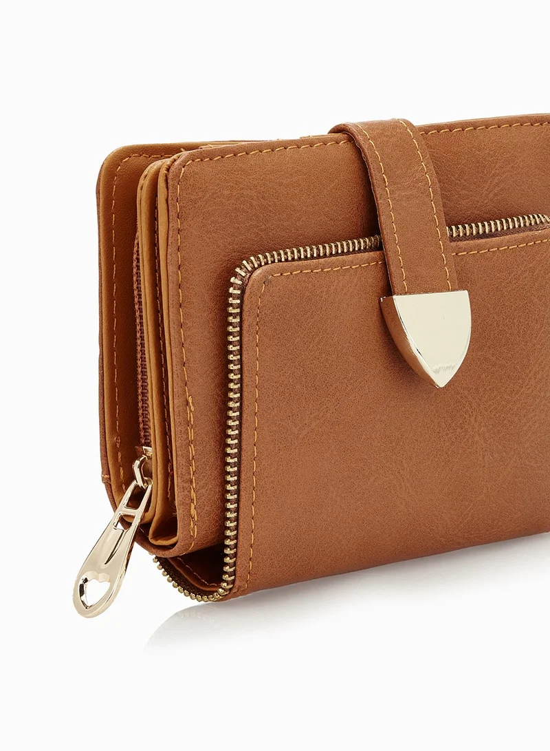 Ginger Zipper Buckled Purse