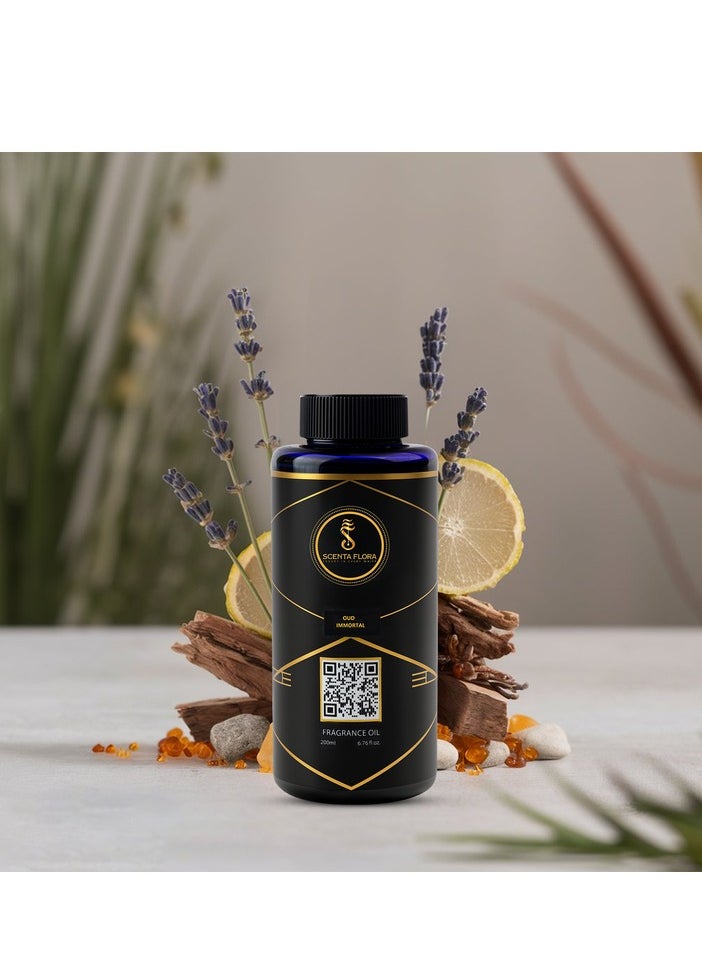 Scenta Flora - Oud Immortal - Diffuser Aroma Oil - Soothing, Healing, and Relaxing Fragrance for Scent Diffusers - Aromatherapy (200 ml) - Image 1