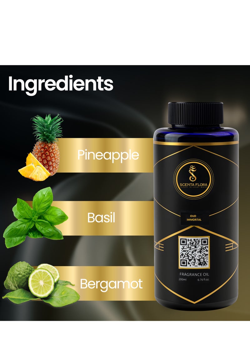 Scenta Flora - Oud Immortal - Diffuser Aroma Oil - Soothing, Healing, and Relaxing Fragrance for Scent Diffusers - Aromatherapy (200 ml) - Image 1