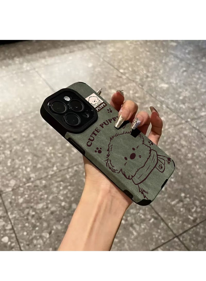 NIBEMINENT Scarf Puppy Protective TPU Case Cover For IPhone 16 Pro Max, Green