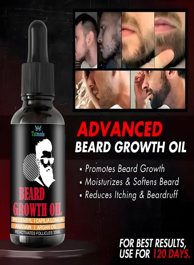 Tatmods Beard Growth & Conditioning Oil | 15 Natural Oils & Vitamin E | Hydrates, Strengthens & Promotes Fuller Beard - 30ml - Image 2