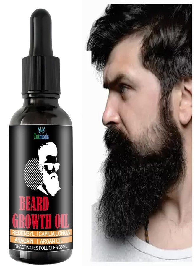 Tatmods Beard Growth & Conditioning Oil | 15 Natural Oils & Vitamin E | Hydrates, Strengthens & Promotes Fuller Beard - 30ml - Image 1