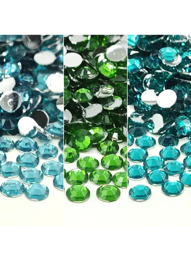 Peacock Green 5mm Rhinestones 1500 Pcs Flatback Resin for Nail Art DIY Crafts - Image 1
