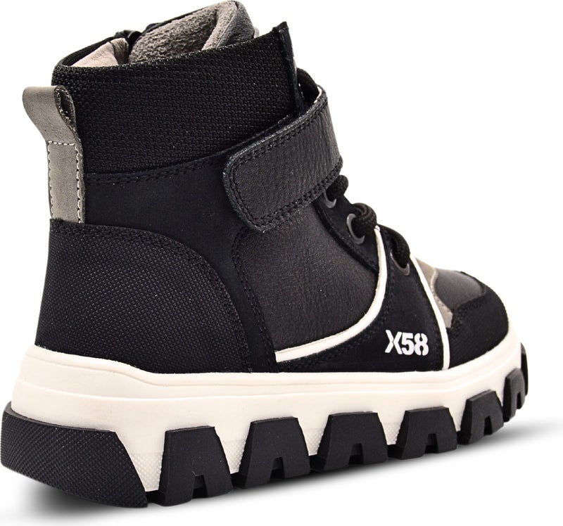 Kids A More Urban Laced and Zippered Genuine Leather Boy Boots Black - Image 2