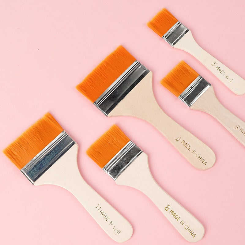 YIXUAN Yellow wool nylon plate brush 12 PCs suit oil painting brush cleaning brush barbecue brush paint brush factory wholesale - Image 3