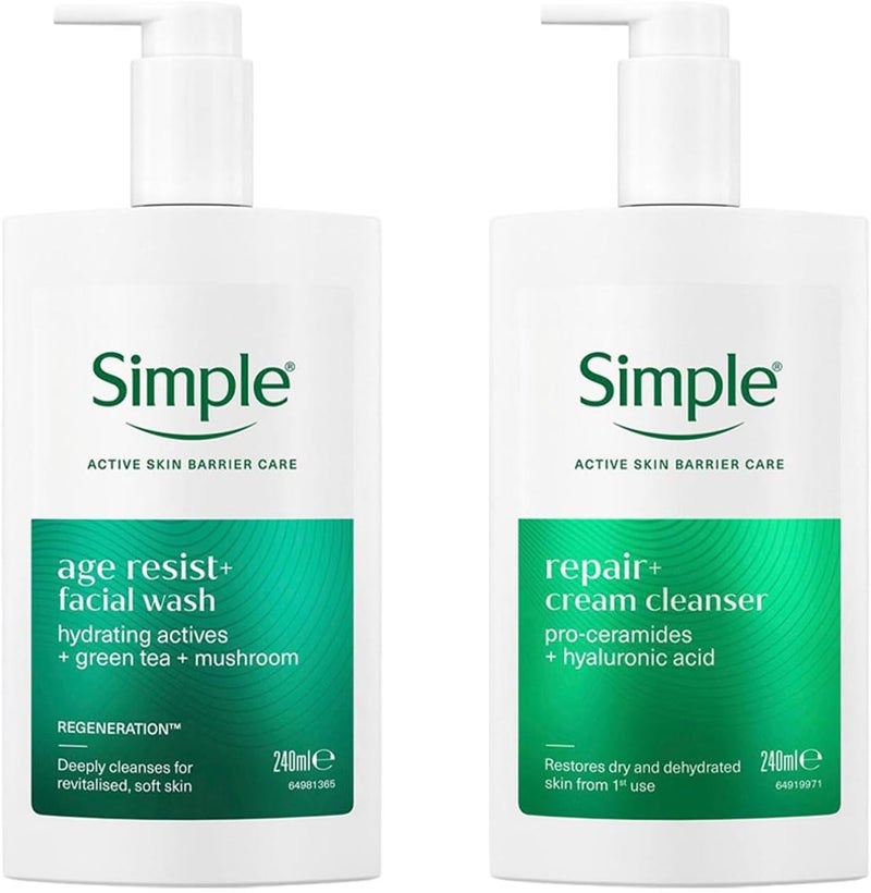 Simple Face Wash Cleanser AgeResist Repair PurifyGel Hydrate Micellar 240ml 1x Age Resist Facial Wash Repair Cream Cleanser