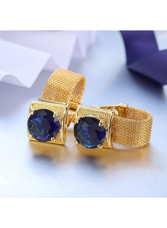 هاوسن أزرار أكمام للرجال مع سلسلة - إكسسوارات قميص من الحجر والذهب اللامع - هدايا حفلات للشباب (كريستال) - Image 5