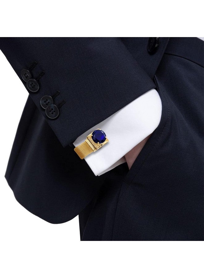 هاوسن أزرار أكمام للرجال مع سلسلة - إكسسوارات قميص من الحجر والذهب اللامع - هدايا حفلات للشباب (كريستال) - Image 3