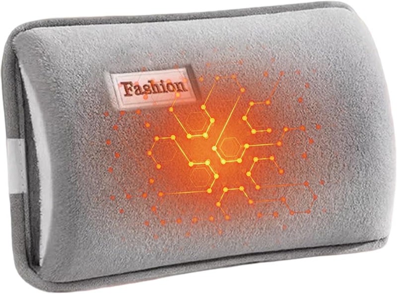 زجاجة ماء ساخن رمادية قابلة لإعادة الشحن، وسادة ماء ساخن لتخفيف التقلصات للنساء والأطفال، للمنزل والمكتب - Image 5