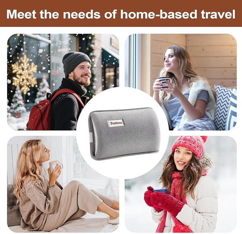 زجاجة ماء ساخن رمادية قابلة لإعادة الشحن، وسادة ماء ساخن لتخفيف التقلصات للنساء والأطفال، للمنزل والمكتب - Image 3