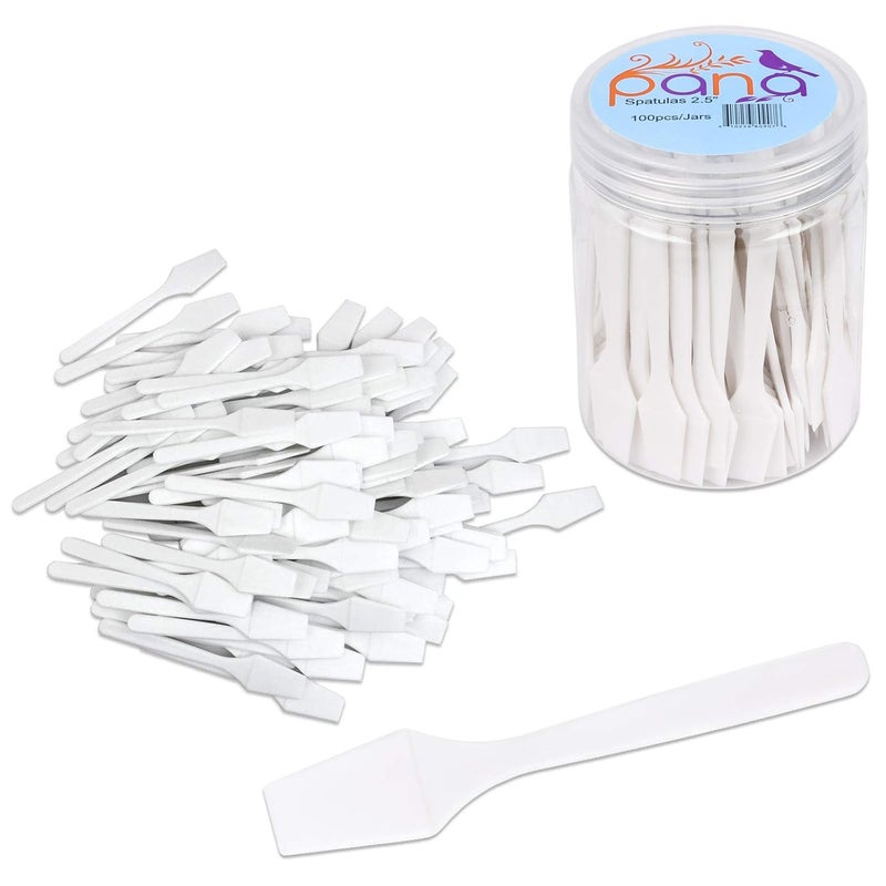 100pcs Pana Brand Cosmetic Make Up Disposable Plastic 25 Spatulas Skin Care Facial Cream Mask Spatula 100 Pieces in a Container WHITE