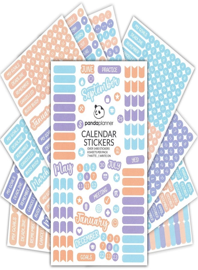 Panda Planner Calendar Planner Stickers - Daily Weekly Monthly Sticker Pack for Planners - Colorful Calendar Stickers Set for Calendar Decorating Journals (Pack of 10 Sheets) - Image 1