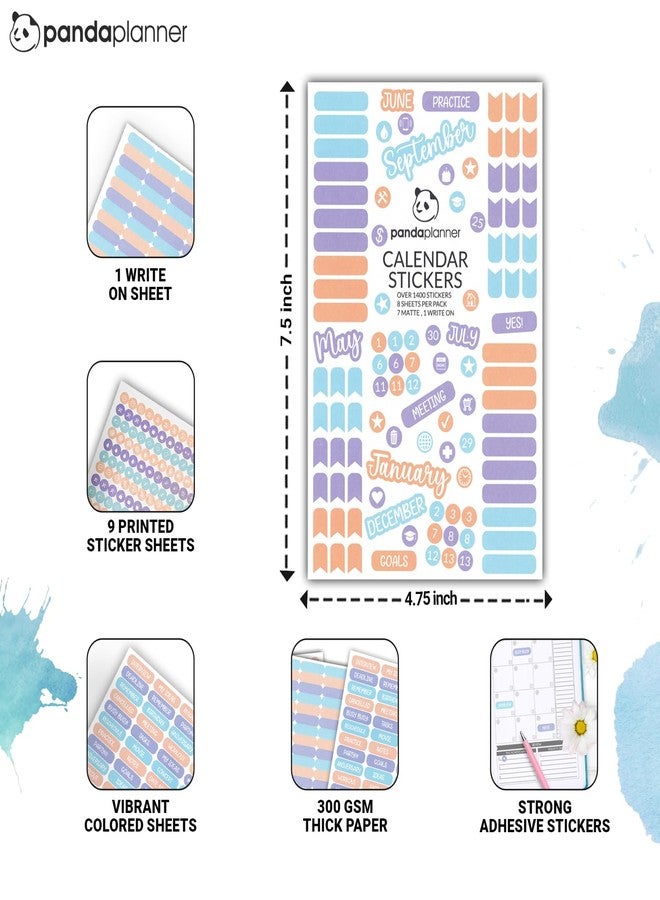 Panda Planner Calendar Planner Stickers - Daily Weekly Monthly Sticker Pack for Planners - Colorful Calendar Stickers Set for Calendar Decorating Journals (Pack of 10 Sheets) - Image 4