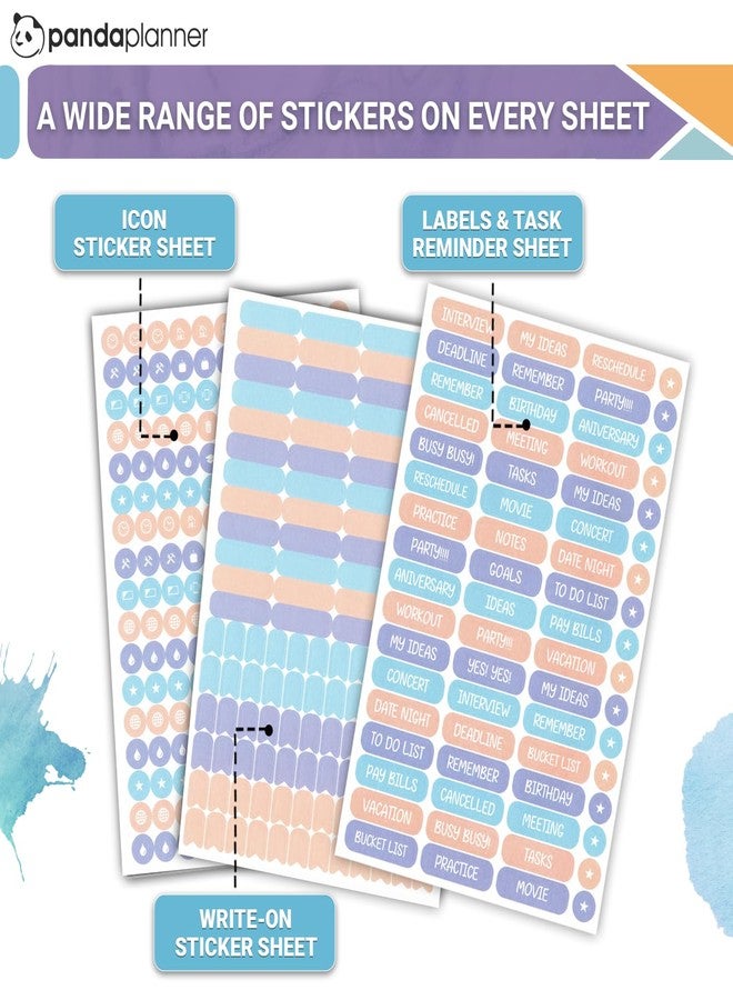 Panda Planner Calendar Planner Stickers - Daily Weekly Monthly Sticker Pack for Planners - Colorful Calendar Stickers Set for Calendar Decorating Journals (Pack of 10 Sheets) - Image 3