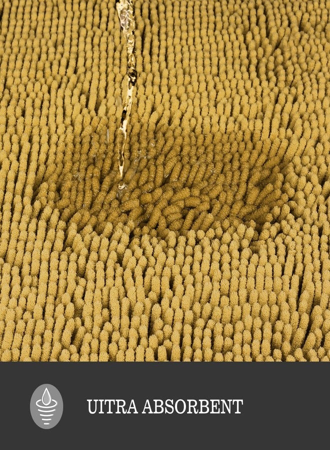 Yeaban Mustard Bathroom Rugs - Thick Chenille Bath Mats | Absorbent and Washable Bath Rug Non-Slip, Plush and Soft Rugs for Bathroom, Kitchen, Shower, Sink - 24" x 36" - Image 4