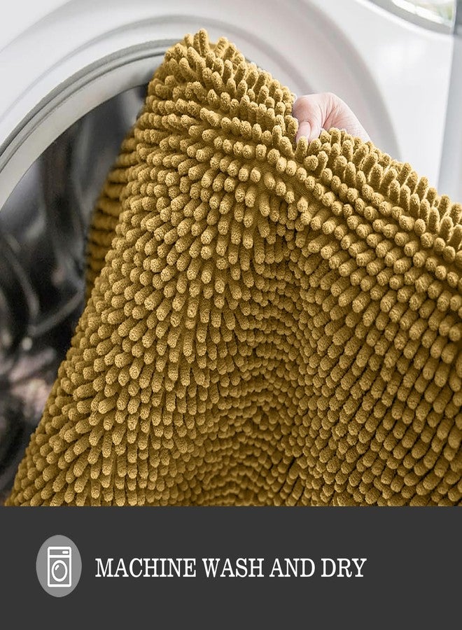 Yeaban Mustard Bathroom Rugs - Thick Chenille Bath Mats | Absorbent and Washable Bath Rug Non-Slip, Plush and Soft Rugs for Bathroom, Kitchen, Shower, Sink - 24" x 36" - Image 5