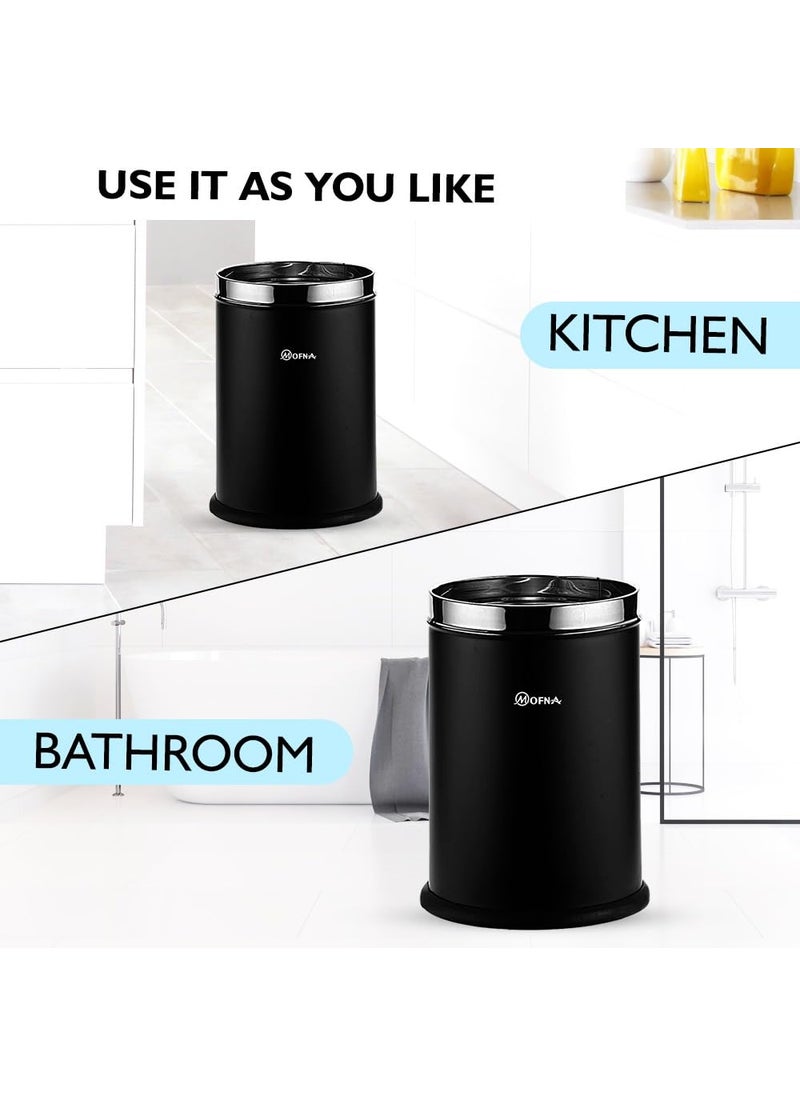 mofna mofna Stainless Steel Open Type Solid Dustbin Without Lid Recycle Bin Trash Can Paper Bin Modern and Durable Waste Management Solution 8x12 Inch 10 Liter Black  - Image 5
