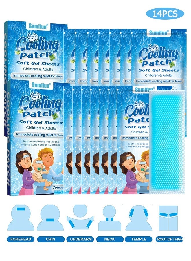 سوميفون 2 صناديق (14PCS) تصحيح التبريد - تصحيح التبريد للحمى ، تخفيف الصداع الطبيعي والصداع النصفي ، ورقة هلام ناعمة ، تصحيح الحمى للأطفال ، التوتر / التهاب الجيوب الأنفية ، الوقاية من الصداع - Image 1