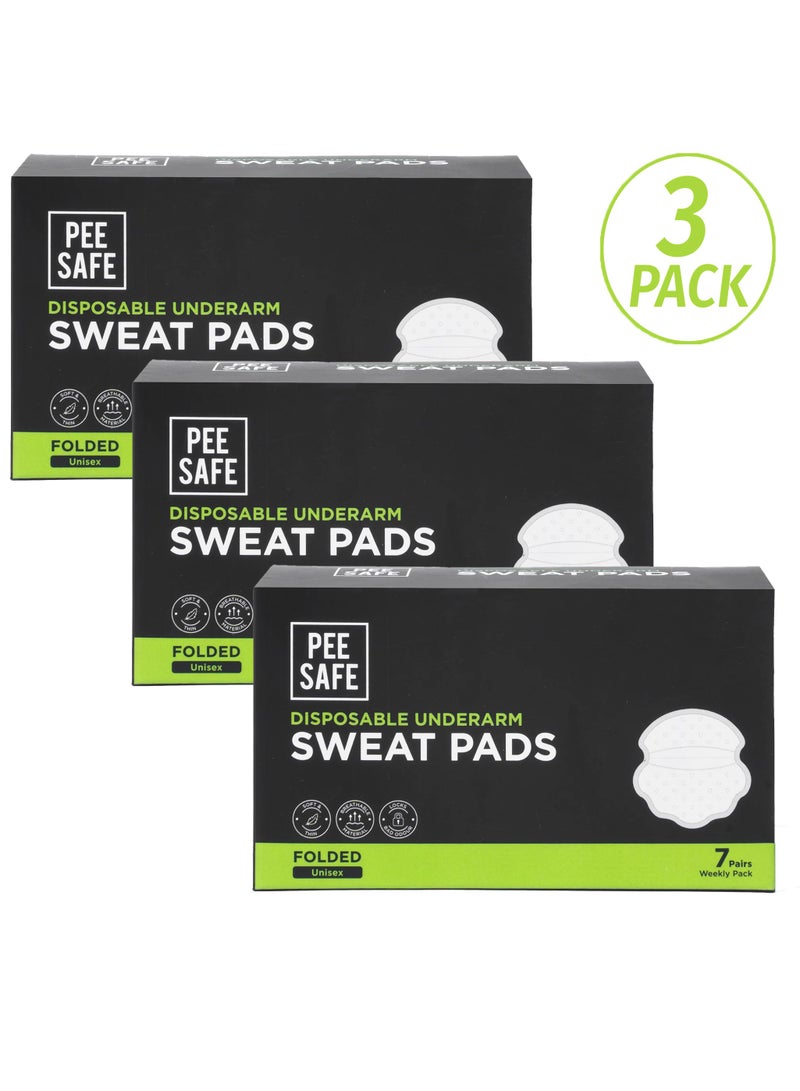 بيساف بي سيف وسادة قطنية لامتصاص العرق تحت الإبطين، قابلة للتنفس ومزيلة للروائح الكريهة، تمنع ظهور بقع التعرق على الملابس، مزودة بلاصق عالي الجودة، 14 وسادة مطوية - مجموعة من 3 - Image 1