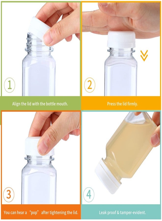 نوجو عبوة نوجو من 36 زجاجة عصير بلاستيكية سعة 5 أونصة مع أغطية، عبوات مشروبات شفافة قابلة لإعادة الاستخدام، زجاجة مياه صغيرة مع قمع وفرشاة لعصر الحليب والشرب (غطاء أبيض) - Image 4