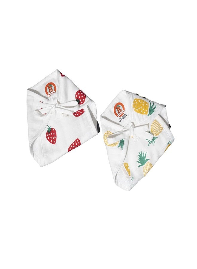 DearChamp دير تشامب ملابس أطفال حديثي الولادة من القطن العضوي النقي المطبوع من الموسلين/الصدرية/القماش والحفاضات/اللانجوت (عبوة من قطعتين) (0-3 أشهر) - Image 3