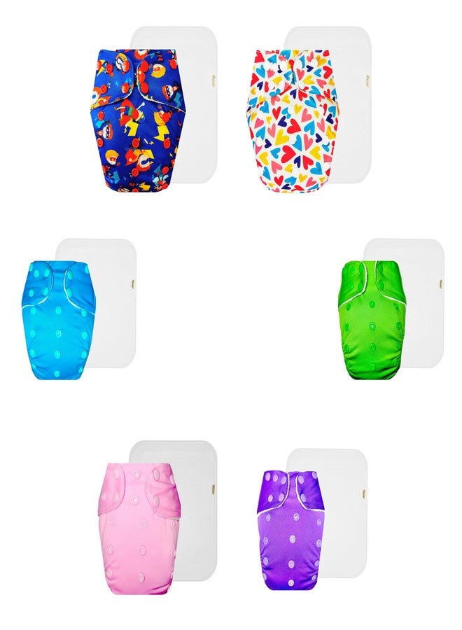 حفاضات دمبلدو القماشية الممتازة مع حشوة قطنية (عبوة من 6) | مضادة للحساسية | وسادة ماصة من 6 طبقات | سهلة التنظيف | مناسبة للارتداء طوال اليوم | من 3 أشهر إلى 3 سنوات | للجنسين - Image 1