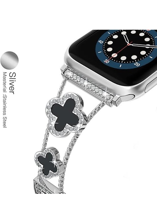 حزام ساعة ذكية ، حزام معدني مرصع بالماس لـ Apple Watch يناسب مقاسات النساء 38 مم و 40 مم - Image 5