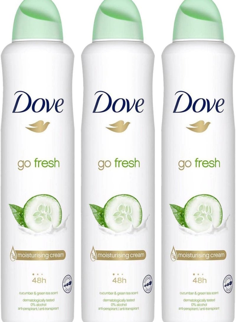 Dove Go Fresh, Deodorant Spray Cucumber and Green Tea 3 x 250ml - Image 2