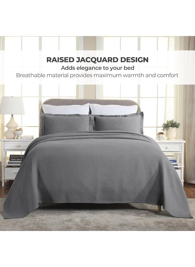 Superior Superior Solitaire Cotton 2 Piece Bedspread Set, Home Bed Decor, Decorative Textured Bed Spread, 1 Pillow Sham, Airy Blanket, Matelasse Coverlet Bedding, All-Season Accent Blanket, Twin, Grey  - Image 4