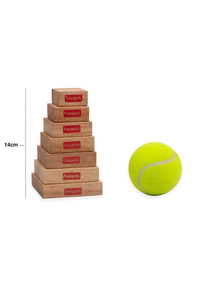 Funskool Games - , Lagori The Traditional Outdoor Games Of India,Classic Seven Stones Game,Premium Wood Blocks And Ball Included, Kids And Family, 2 Teams, Ages 6 And Above - Image 1