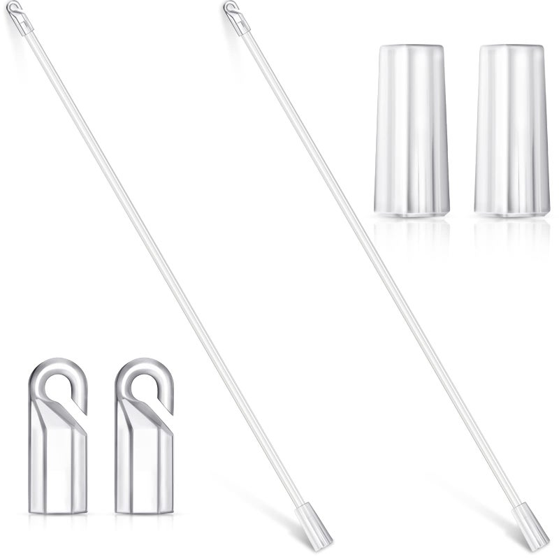 Yookeer 2 Pieces Blind Wand Vertical Blinds Replacement Parts Blind Stick Rod with Hook and Grip Clear for Window12 Inch Plastic 