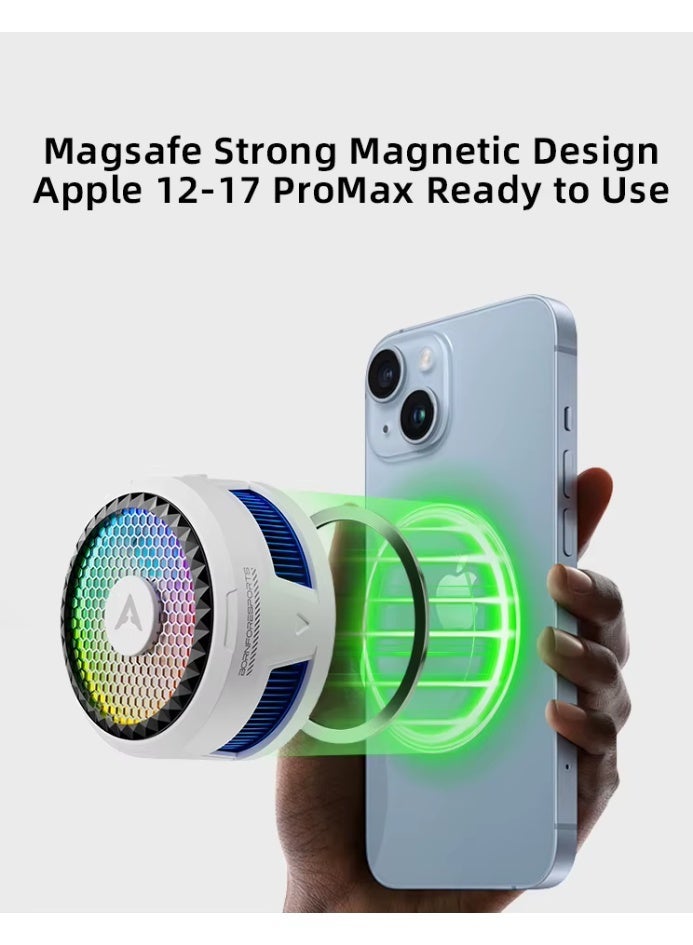 PIVA X30 27W High-Power Mobile Gaming Cooling Fan with Vacuum Cooling, TEC 1060 Chip, Magnetic Heatsink with RGB Lighting for a Professional Look, Durable and Scratch-Resistant, Smart Fan Speed ​​and Lighting Control, White - Image 3