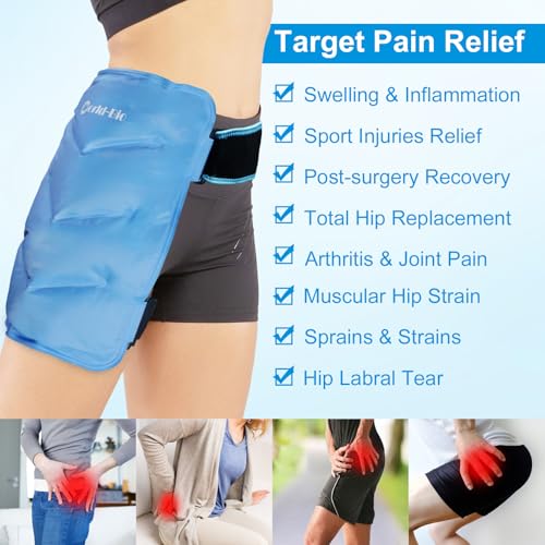 Blobuste Hip Ice Pack Wrap After Surgery, Reusable Cold Pack for Bursitis Hip Replacement Surgery, Hip Flexor Pain, Gel Ice Packs for Hip Injuries Cold Compress Therapy, Ice Pack Wrap for Sciatica, Swelling - Image 2
