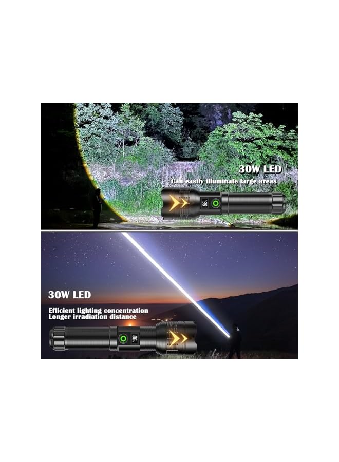 S-TOP Led Flashlight Rechargeable 30000 High Lumens,IPX6 Waterproof Torch Light, 6 Modes Type-C Fast Charging Torches,Zoomable Flashlights for Camping Hiking Emergency - Image 3