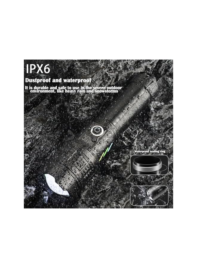 S-TOP Led Flashlight Rechargeable 30000 High Lumens,IPX6 Waterproof Torch Light, 6 Modes Type-C Fast Charging Torches,Zoomable Flashlights for Camping Hiking Emergency - Image 4