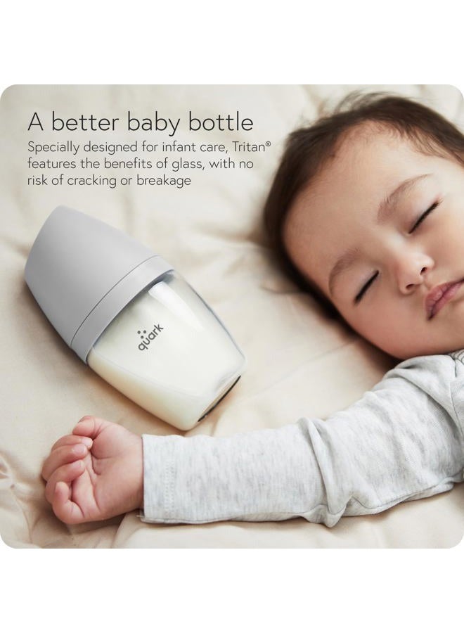 Quark BuubiBottle Max Slow Flow Bottle for Newborn Babies by Quark - with Anti-Colic RealFeel to Simulate Breastfeeding - BPA-Free, PVC-Free, Toxin-Free - 8 Oz Bottle with Lid, 2 Pack - Gray - Image 5